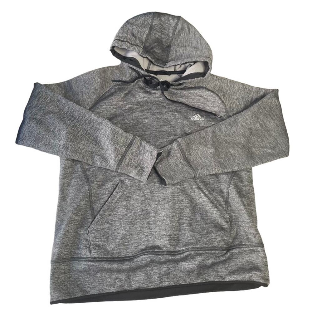 Adidas Kids Gray Heathered Hoodie Sweatshirt Athletic Pullover Size M